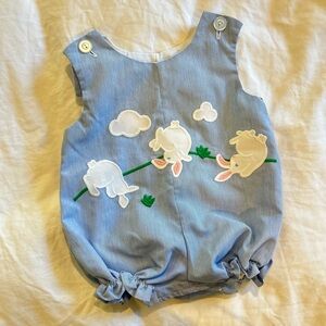 Kid / Child rabbit baby blue bubble romper (1T)
